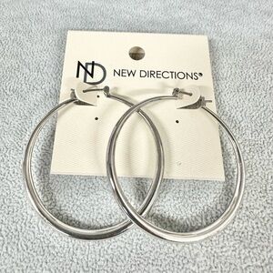 ND New Directions 2" Silver Tone Hoop Earrings